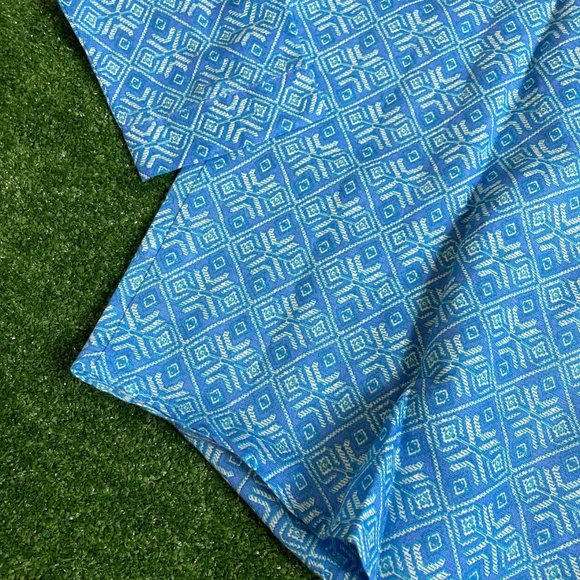 Mac Dougal & Houston Button-Up 3/4 Sleeve Tie Front Linen Blend Blue Shirt L NEW - Picture 8 of 13